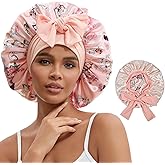 NAHOSY Satin Silk Bonnet for Sleeping Women, Reversible Double Layer Soft Satin Hair Bonnet Night Sleep Cap