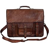 Leather briefcase for men 18 inch laptop messenger bag office satchel computer bag for men and women (16 INCH)