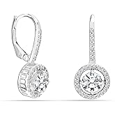 LeCalla 925 Sterling Silver Leverback Earrings | Silver CZ Lever-Back Drop Earring | Lightweight Zirconia Drop Dangle Earring for Women