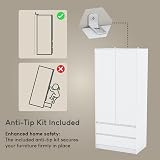 Vida Designs Denver White 2 Door Wardrobe with Drawers - Modern Furniture view 8