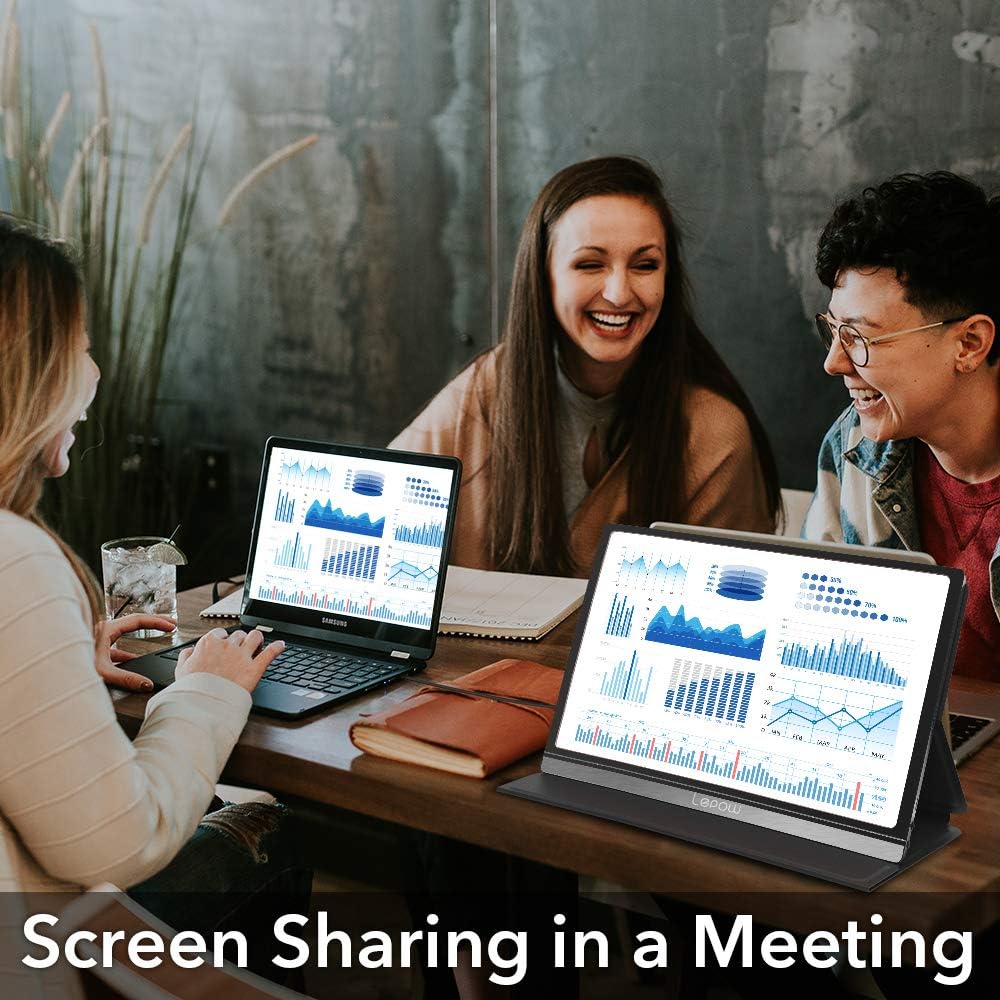 Portable Monitor - Lepow 15.6 Inch Full HD 1080P USB Type-C Computer Display IPS Eye Care Screen with HDMI Type C Speakers for Laptop PC PS4 Xbox Phone Included Smart Cover & Screen Protector Black: Computers & Accessories