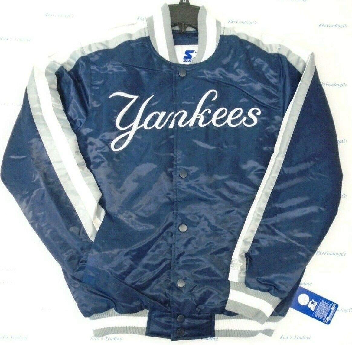 New York Yankees Starter MLB O-Line Varsity Full-Button Satin Jacket - Navy