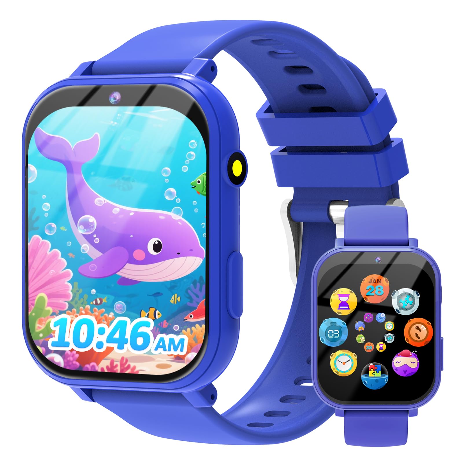 Smart Watch for Kids Smart Watch for Boys Girls - 18 Games, 8W Camera, Step Counter & Sleep Monitor - (Ages 4-11) with Touchscreen, 300mAh Battery & No Internet Required (Blue)