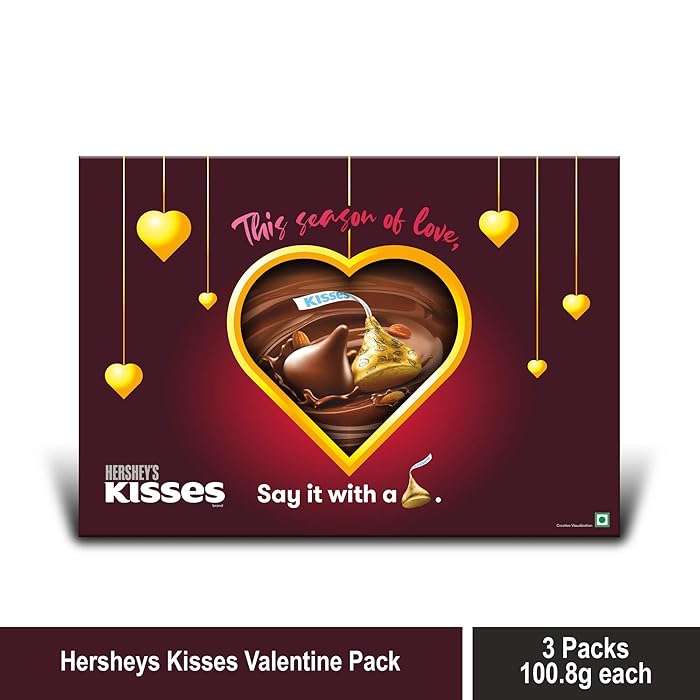 Kisses Hershey's Gift Pack (Assorted Pack 3 Almond 100.8gm) with Gift