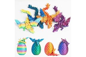 AUMEILLER 4 Pack 3D Printed Dragon,3D Printed Egg Gift for Kids and Adults (4 Pack Dragon Egg with Wings)