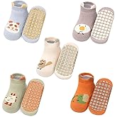 Exegawe Baby Socks with Grippers 5 Pairs Toddler Kids Cartoon Floor Ankle Non Slip Socks