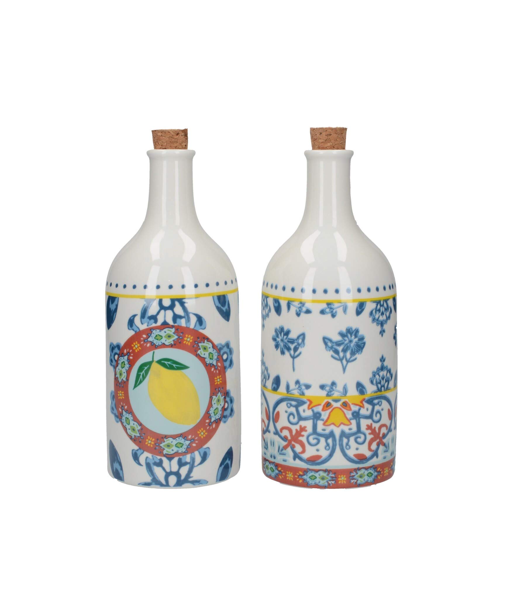 KitchenCraft World of Flavours Vinegar and Oil Bottle Set, Ceramic, Multi-Colour, 5 ml