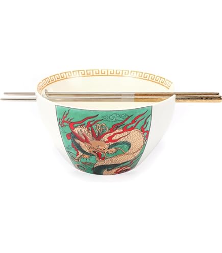 Amazon.com | Hagary Wave Ramen Bowl Ceramic Bowl With Chopsticks