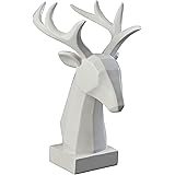 Amazon Brand – Rivet Mid Century Modern Polyresin Stag Head Figurine Home Decor - 12.5 Inch, White
