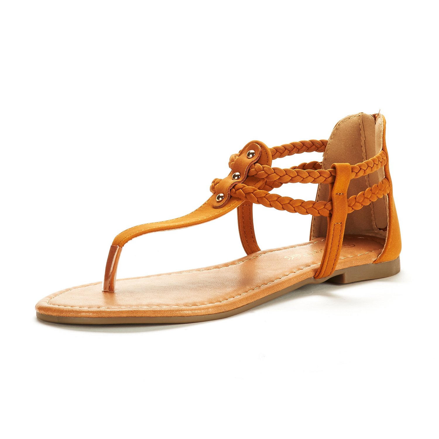 DREAM PAIRS Women's Maxi_02 TAN Fashion Gladiator Design Ankle Strap Flat Sandals Size 6 M US
