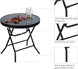 PHI VILLA Folding Outdoor Side Table - Black Tempered Glass, 46x46cm view 5