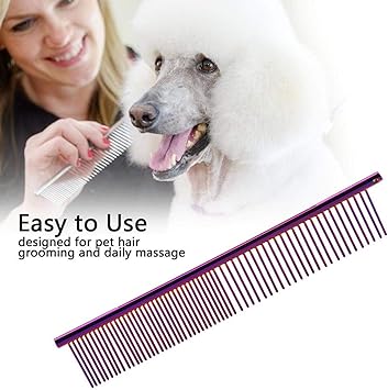Amazon ペットの髪の列の櫛ペットの列の櫛グルーミングノットデシェディングツール猫のヘアコームブラシ 犬の毛皮のグルーミングブラシ 19 犬の 髪の毛猫の髪の毛フルブリードの髪 Purple Qinlorgon くし 通販