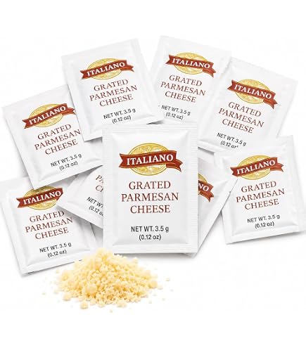 Amazon.com: Parmesan Cheese Packets – 50 Count Single Serve 3.5g | 100% Real Grated Parmesan Cheese for Pizza, Pasta, Salads, Lunch, Takeout & Food Service | Individually Wrapped, Shelf-Stable, No Refrigeration Needed :