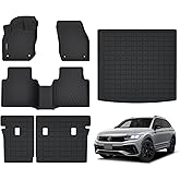 Floor Mats for 2026 2025 Volkswagen Tiguan Upgrade Trunk Mat with Backrest Mat All Weather TPE Floor Liners Fit for 2025 2026 VW Tiguan Anti-Slip Full Set Car Accessories