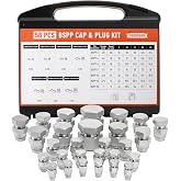 Venussar 56 Pcs BSPP Cap and Plug Kit, Dash Sizes 02/04/06/08/10/12/16 | Hydraulic Cap and Plug Kit with Precision Threading, Galvanized Steel Hydraulic Fitting Adapter Kit