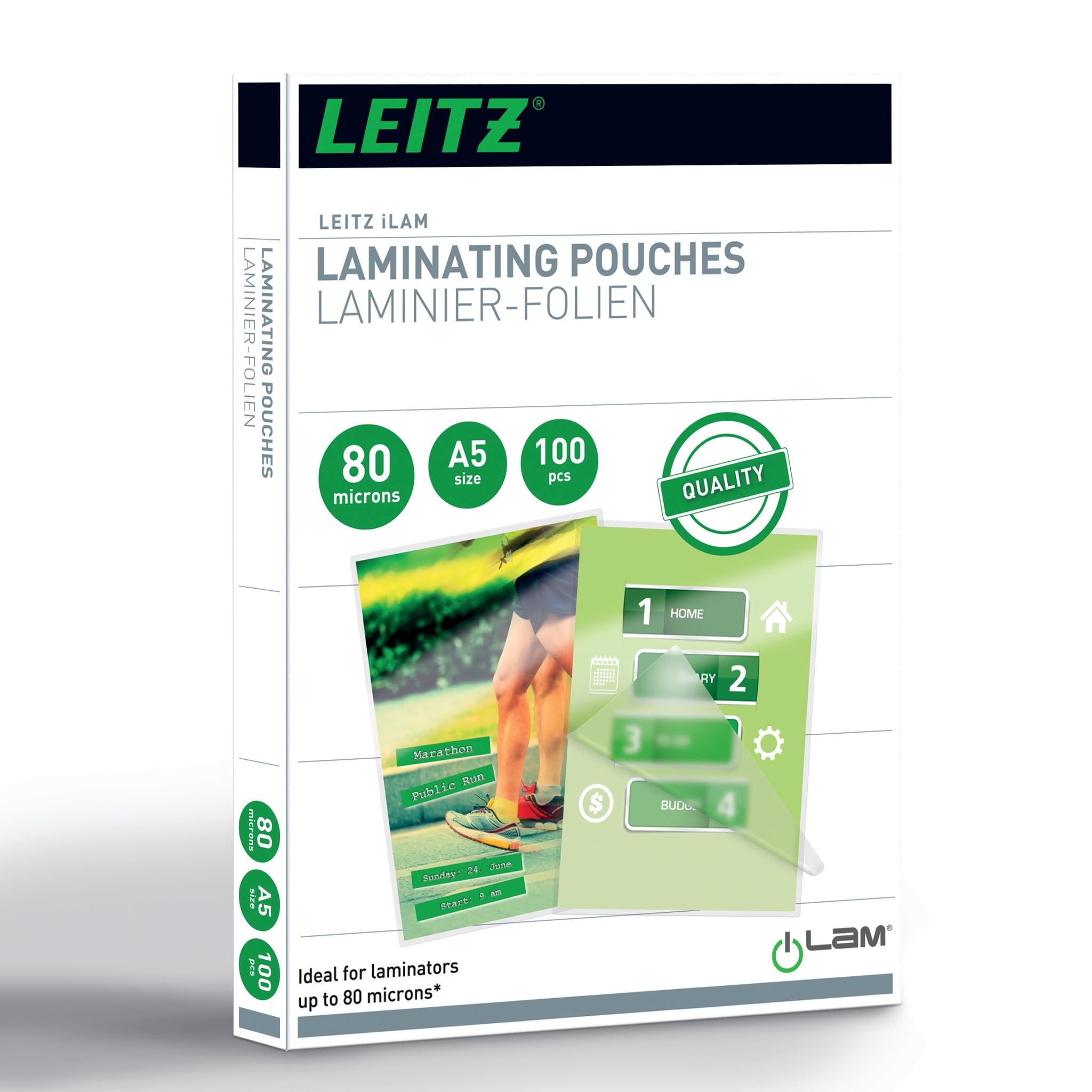 Leitz iLAM A5 Glossy Laminating Pouches, 80 microns, Pack of 100