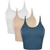 ODODOS V Neck Seamless Crop Tank for Women Ribbed Knit Soft Cropped Camisole Tops