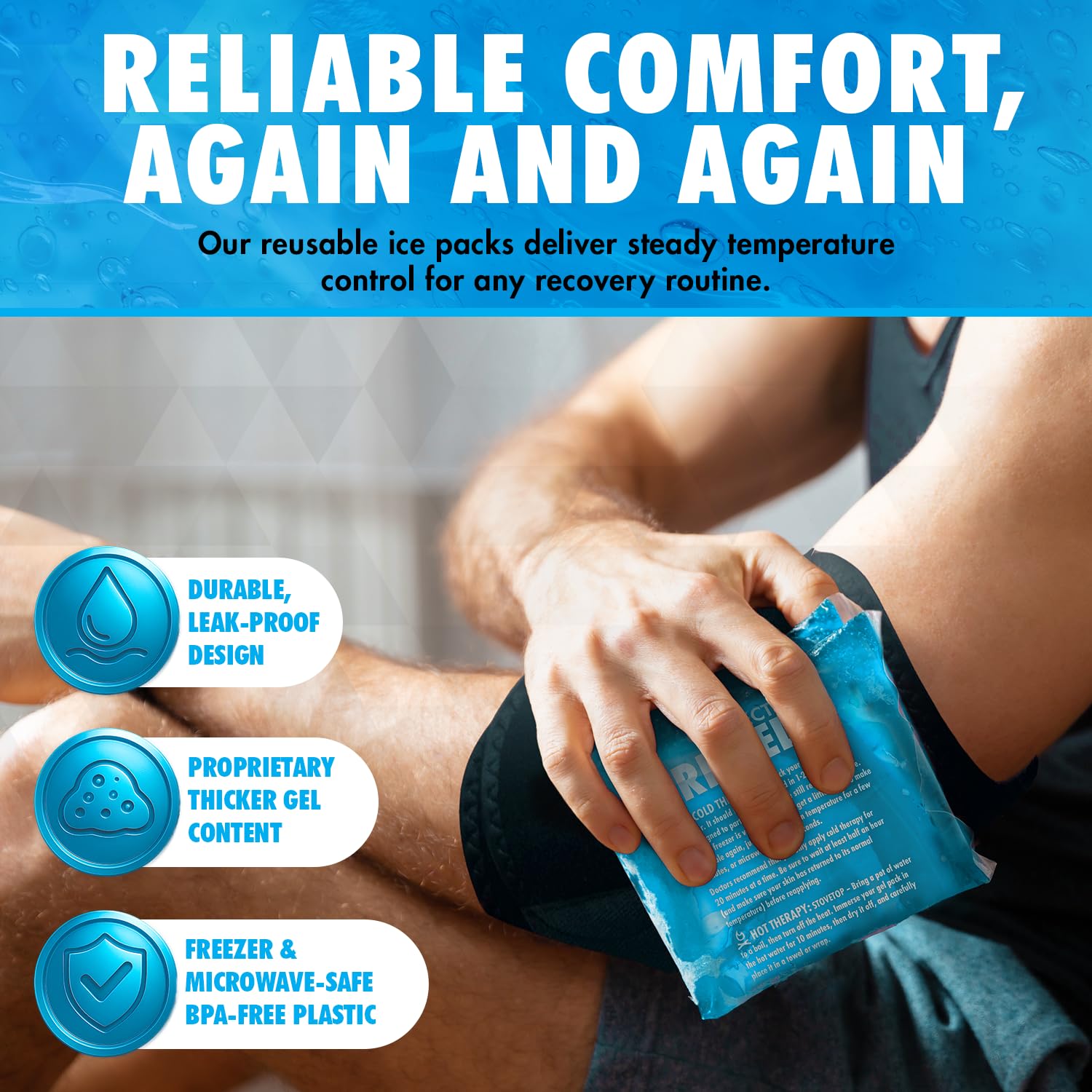 Perfect Remedy 2-Pack Gel Ice Packs for Injuries Reusable, Hot & Cold Pack That’s Durable, Soft & Flexible, Fast Relief & Recovery (Blue, Reg 2PK)