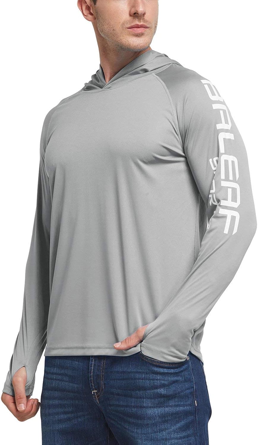 BALEAF Men's UPF 50+ Sun Protection Hoodie Long Sleeve SPF/UV Dri Fit Lightweight Fishing Workout Thumbholes Shirt: Clothing