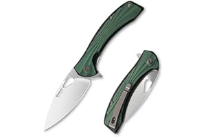 SHAN ZU Pocket Knife 3.2 in, Powder Steel Blade EDC Folding Knife for Men & Women, Utility Survival Knife with G10 Handle & Pocket Clip for Camping Fishing Hiking Hunting - Green