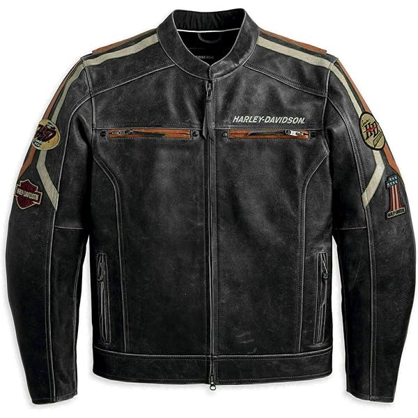 ジャケット・アウター Harley-DavidsonMileage Club / Distressed Harley-Davidson Men's Midway Distressed Leather Jacket, Charcoal