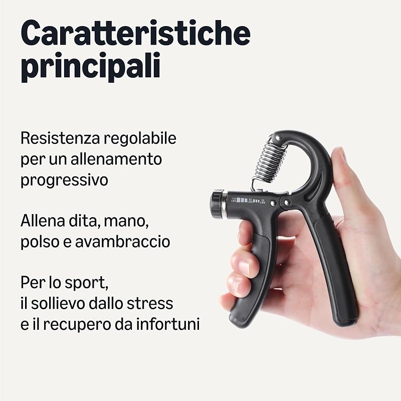 Grip Strength Trainer, Kit Rinforzante Per Avambraccio, 5 Pezzi, Nero