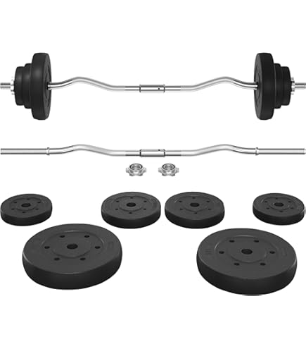 Barre De Musculation CAP Combo Curl Bar – Acier Avec Colliers, Pour Crossfit Et Bodybuilding