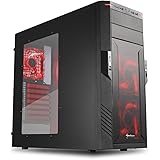 SharkoonミドルタワーPCケース サイドクリアウィンドウ レッド SHA-T28-R-V3/A