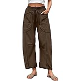 STURWBEZ Womens Casual Barrel Pants Baggy Wide Leg Lounge Drawstring Elastic Waist Sweatpants Trousers with Pockets