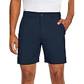 PULI Men's Golf Dress Shorts Flat Front Hybrid 7 Inch Lightweight Quick Dry Chino Casual with Pockets