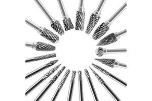 Tungsten Carbide Burr Set 1/8 (3 mm) Shank, Die Grinder Bits, 20 PC Cutting Burr Bits for Dremel, Double Cut Rotary Burr Set 