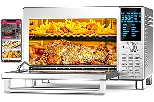 Nuwave Bravo Convection Toaster Ovens Air Fryer Combo with 30QT Large Capacity For A Whole Chicken and 13" Pizza. Multi-Layer Cooking, Probe Feature, 100+ Presets One-Touch Smart Control Countertop