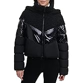 DKNY womens Mix Media Puffer Jacket