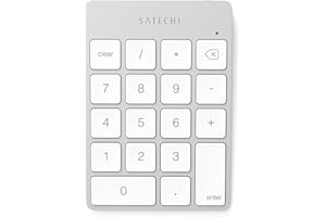 Satechi Slim Aluminum Bluetooth Keypad, Wireless Number Pad with 18 Keys, Micro USB Rechargeable Numpad, External Number Pad 