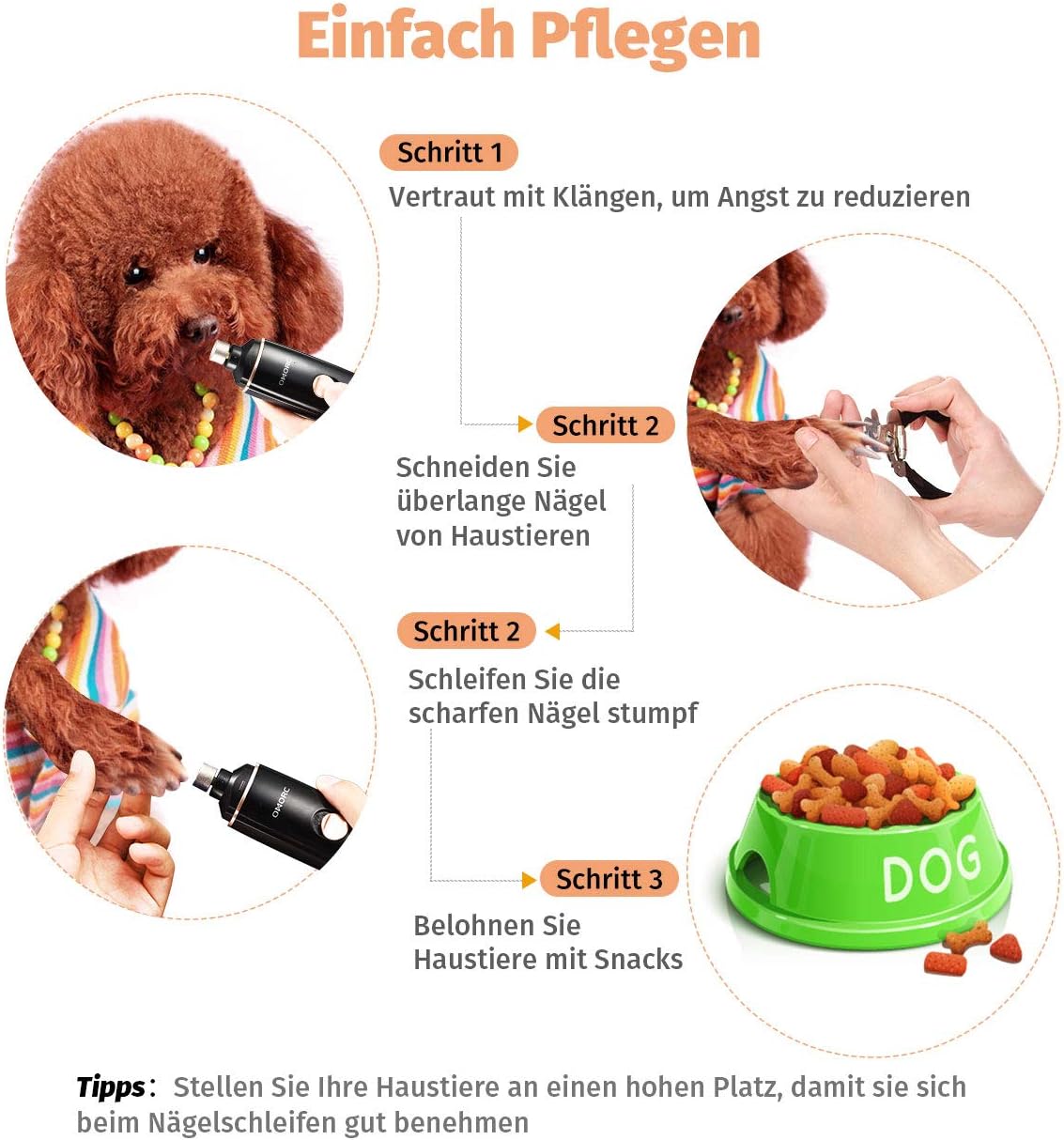 OMORC Krallenschleifer Hund Elektrische Nagelfeile und Nagelschleifer