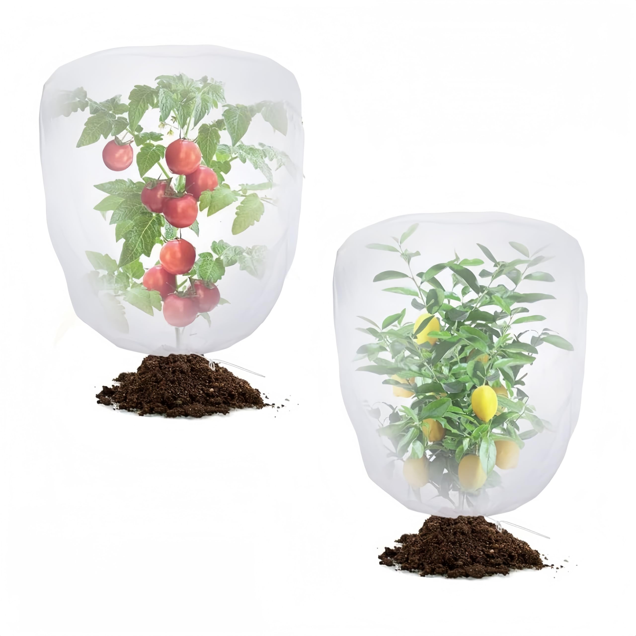 Reusable Garden Netting Mesh Bags for Plants,2PCS Insect Bird Barrier Netting with Drawstring,Fruit Protection Bags for Vegetable Garden,Deer Proof Plant Cover for Strawberry Tomato Harvest Protection