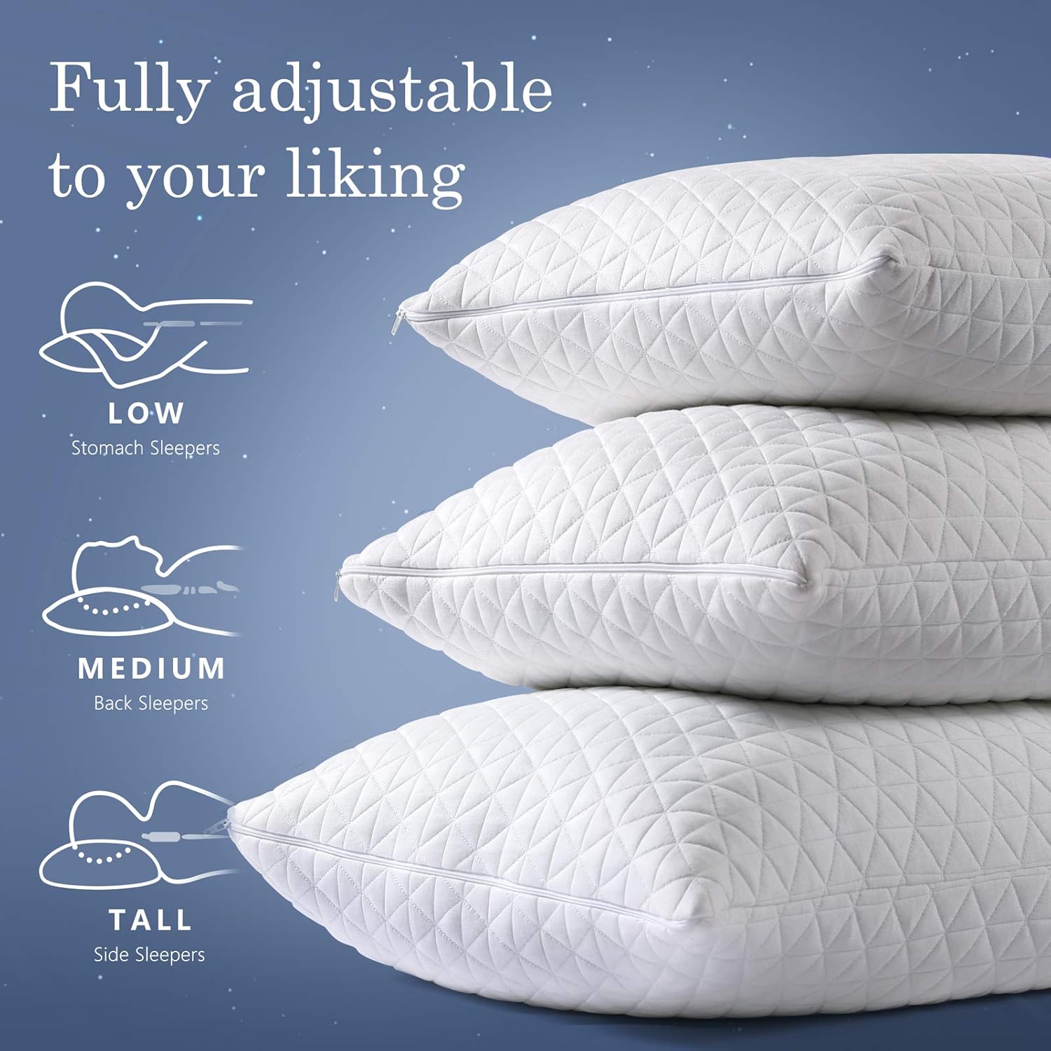 Starcast Shredded Memory Foam Pillow for Sleeping - Adjustable Bamboo Cooling Gel Pillows for Side Stomach Back Sleeper，-CertiPUR-US （20×26） Inches- Standard Size: Kitchen & Dining