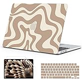 B BELK Compatible with MacBook Air 15 inch Case 2026 2025 2024 2023 M4 M3 M2 A3241 A3114 A2941, Wave Pattern Sturdy Protective Plastic Hard Shell Case+Keyboard Cover+Screen Protector, Brown Wave