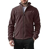 QOSOQ Mens Polar Fleece Jacket Full Zip Lightweight Casual Outdoor Jackets Stand Collar Warm Coats with Pockets