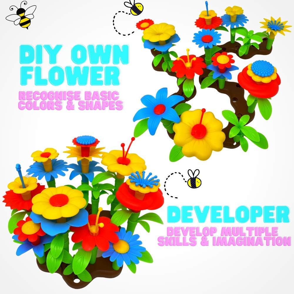 Desire Deluxe Girls Toys for 3 Year Old Kids Flower Build A Garden Toy Building Blocks Set for Baby Children - Image 5