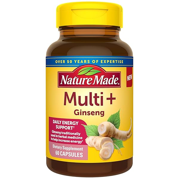 NATURE MADE MULTI + GINSENG, DAILY ENERGY MULTIVITAMIN FOR ADULTS, ONE PER DAY VITAMIN, 60 CAPSULES