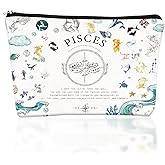 WZMCYGJ Pisces Makeup Bags for Women, Zodiac Sign Gift Bag, Astrology Zipper Pouch for Womens Mens Pisces Birthday Gifts, Travel Purse, Themed Makeup Pouch