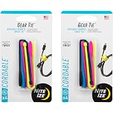 Nite Ize Gear Tie Cordable Twist Tie - Flexible Ties for Cord Management - Reusable Rubber Twist Ties for Wires - Waterproof &amp; UV Resistant - Assorted Colors - 6-inch, 8 Count (2 Pack)