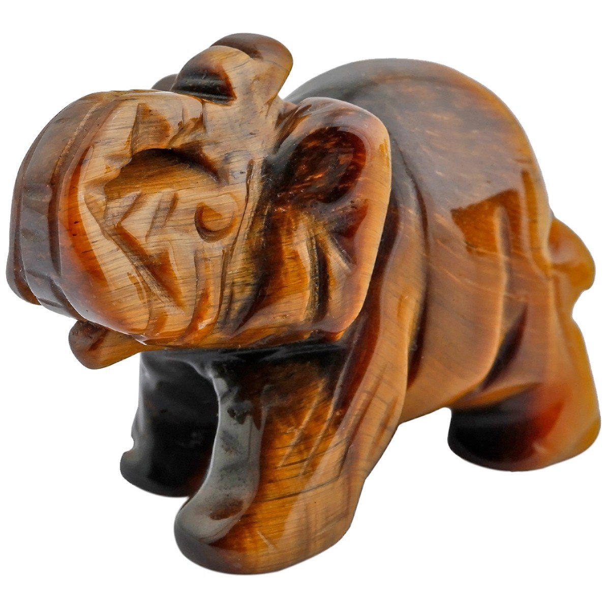 mookaitedecor Yellow Tiger's Eye Crystal Elephant Sculpture Statue Crafts Healing Reiki Pocket Gemstone Figurines 1.5 Inch — image 1