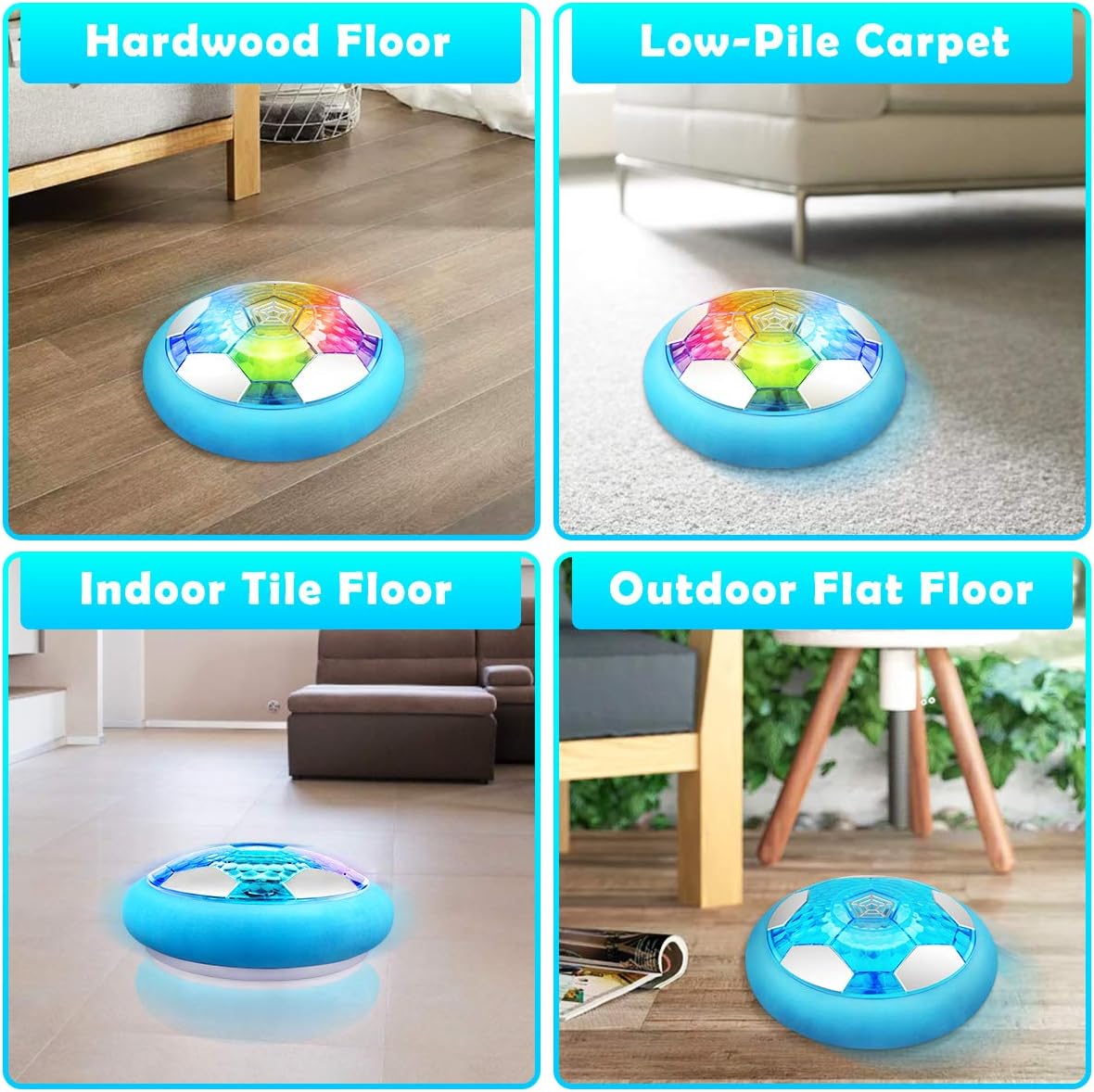 Blasland Hover Soccer Ball - Kids Toys Rechargeable Air Soccer, New Floating Soccer with Led Starlights, Foam Bumpers to Protect Furniture, Indoor Hover Ball, Best Football Toy Gift for Boys & Girls: Toys & Games