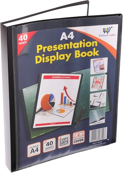 Habercrafts A4 Display Book 40 Pocket Folders 80 Views Black