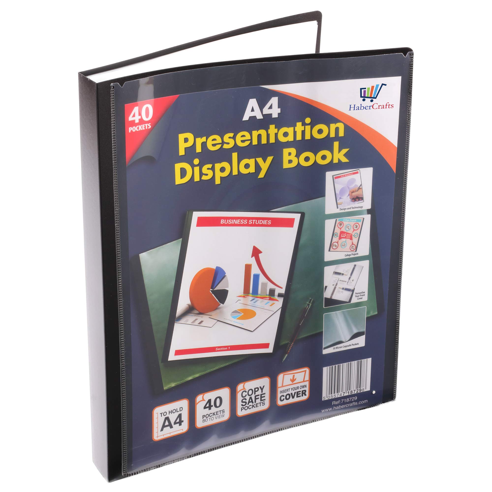 A4 Display Book Certificate Folder 40 Pocket Display Folders with Plastic Pockets Presentation Folder with Plastic Sleeves Polly Pocket Folder File (A4 Size - 40 Pockets - 80 Views - 1 Display Book)