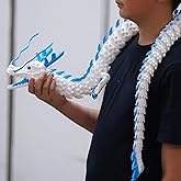 47.5inch Large 3D Printed Dragon,Flexible Joint Animal lacertid Figurines, Home Office Decor,Fidget Toy for Adults Teens Boy Festival Gifts,Easter Basket Stuffers ,Executive Desk Toy (white A)