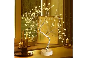Hbaushun 20" Tabletop Bonsai Tree Light, 108 LED Fairy Light Spirit Tree, Battery/USB Operated, Touch Sensor Switches, DIY Artificial Tree Lamp for Bedroom Desktop Christmas Room Decor (Warm White)