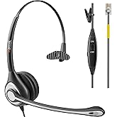 Wantek Phone Headset with Microphone Noise Cancelling, RJ9 Office Telephone Headsets Compatible with Yealink T20P T21P T26P T23G T46G T48G T42S T46S Avaya 1608 9608 9611 Grandstream Panasonic Snom
